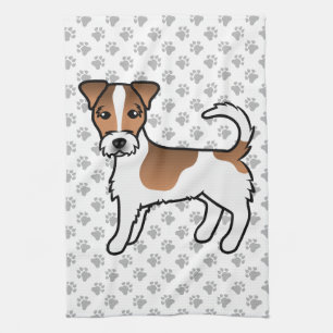 Linge De Cuisine Chien Terrier Jack Russell à poil dur blanc et fau