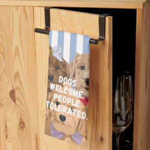 Linge De Cuisine Chiens bienvenus. Personnes tolérées.' Bleu Et Bla