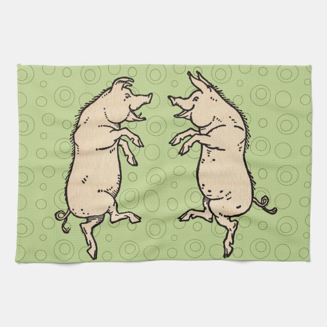Linge De Cuisine Chiens de danse antiques : Jig de pige Vintage fan (Horizontal)