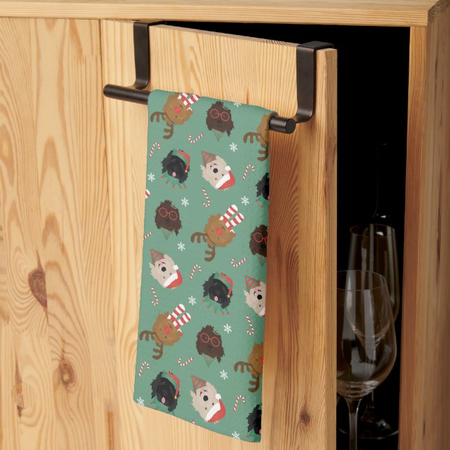 Linge De Cuisine Chiens de Noël Goldendoodle (Pliage en tiers)