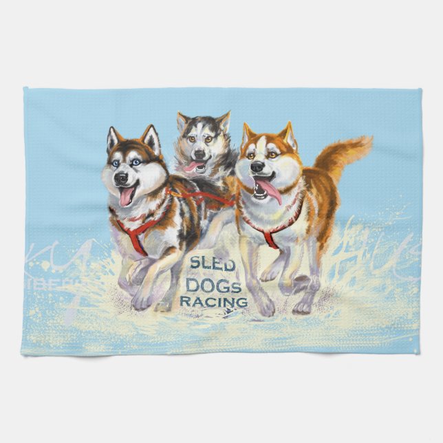 Linge De Cuisine chiens de traîneau de chien de traîneau sibérien (Horizontal)