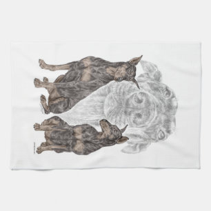 Linge De Cuisine Chiens noirs Doberman