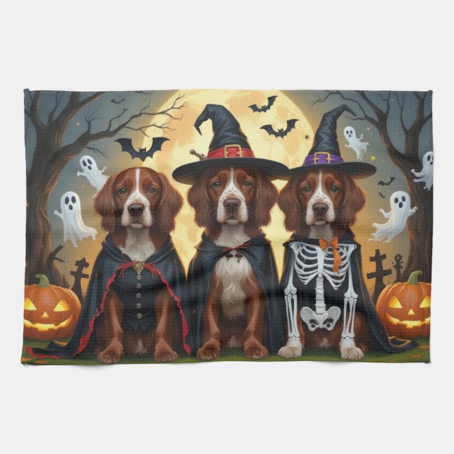 Linge De Cuisine Chiens rouges irlandais Citrouille Halloween Funny (Horizontal)