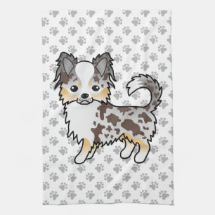 Linge De Cuisine Chihuahua au pelage long et merle chocolat & patte