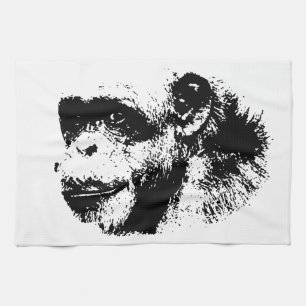 Linge De Cuisine Chimpanzé noir et blanc