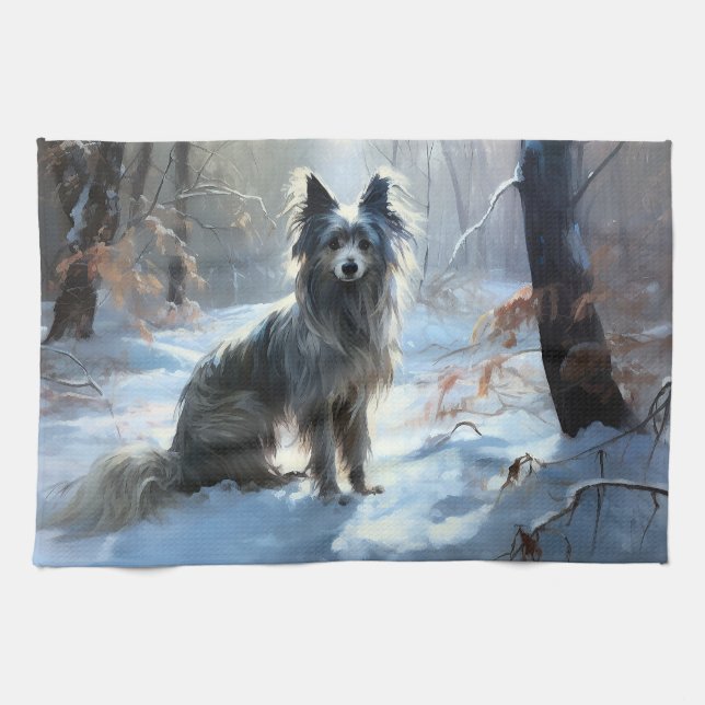 Linge De Cuisine Chinois Crested Laisser Il Neige Noël (Horizontal)