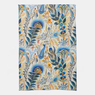 Linge De Cuisine Chinoiserie Oiseaux Exotiques Motif Botanique (9)
