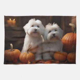 Linge De Cuisine Chiot Coton De Tulear Délice d'Automne Citrouille 