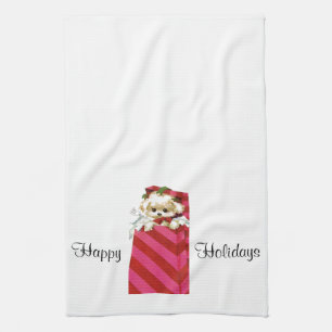 Linge De Cuisine Chiot vintage doux Bichon Lhasa de Noël maltaise