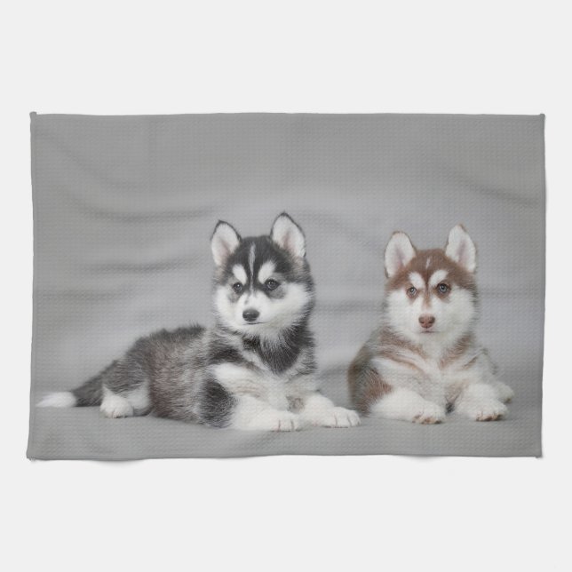 Linge De Cuisine Chiots husky sibériens (Horizontal)