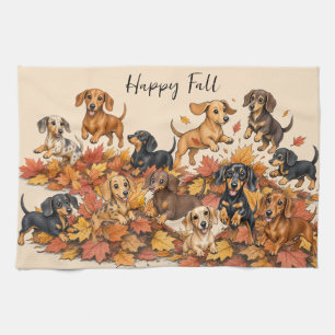 Linge De Cuisine Chiots Teckel Automne