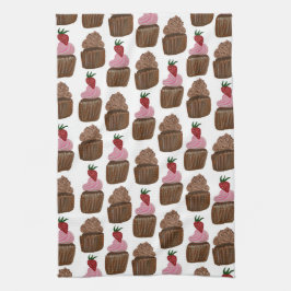 Linge De Cuisine Chocolat Cupcakes Motif d'aquarelle
