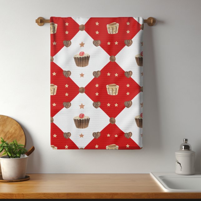 Linge De Cuisine Chocolat doux Traitements Aquarelle de Noël modern (Créateur téléchargé)