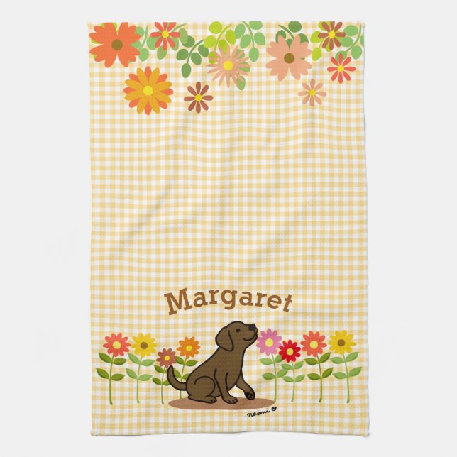 Linge De Cuisine Chocolat personnalisé Labrador et de nombreuses fl (Vertical)