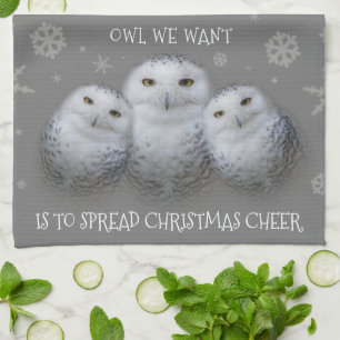 Linge De Cuisine Chouette Nous Voulons Étendre Noël Cheer Chouette 