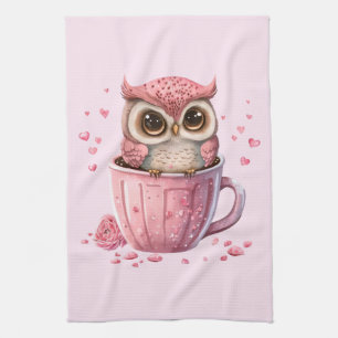 Linge De Cuisine Chouette rose mignonne en coupe
