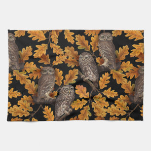 Linge De Cuisine Chouettes d'automne sur noir