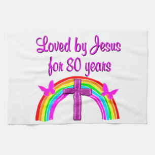 LINGE DE CUISINE CHRÉTIEN 80E ANNIVERSAIRE RAINBOW DESIGN