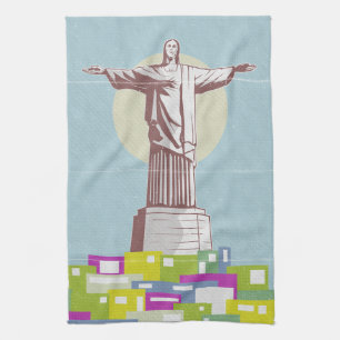 Linge De Cuisine Christ le Rédempteur affiche de voyage Favela