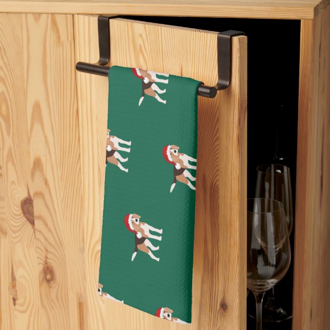 Linge De Cuisine Christmas Beagle  (Pliage en tiers)
