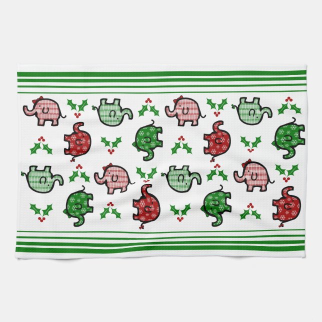 Linge De Cuisine Christmas Elephant Kitchen Towel (Horizontal)