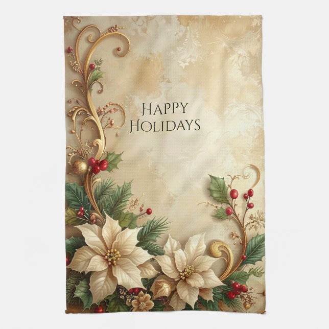 Linge De Cuisine Christmas Floral Holiday Kitchen Towel (Vertical)