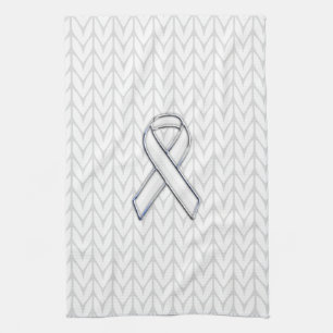 Linge De Cuisine Chrome sur le Tricot blanc sensibilisation au ruba