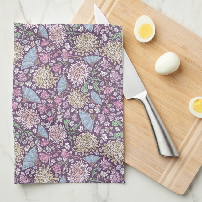 Linge De Cuisine Chrysanthème de la fête des mères dans le jardin p (Quart Plié)