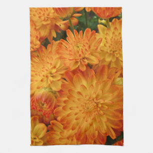 Linge De Cuisine Chrysanthèmes orange Fire
