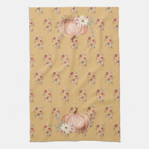 Linge De Cuisine Chute Citrouille Fleur sauvage Floral Mustard Polk
