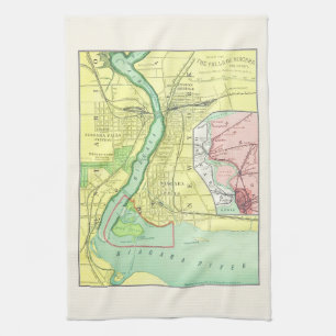 Linge De Cuisine Chutes du Niagara et carte vintage 1885 de