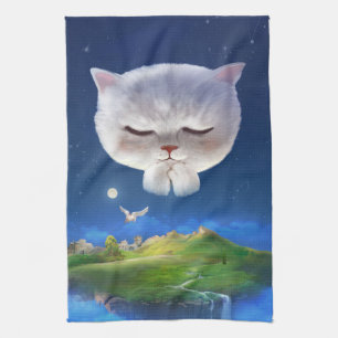 Linge De Cuisine Ciel nocturne avec chat