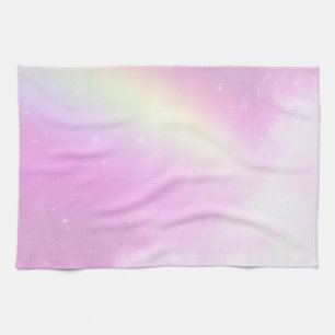Linge De Cuisine Ciel rose pastel avec arc-en-ciel jaune