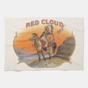 Linge De Cuisine Cigar vintage Art Étiquette, Red Cloud Indian en c