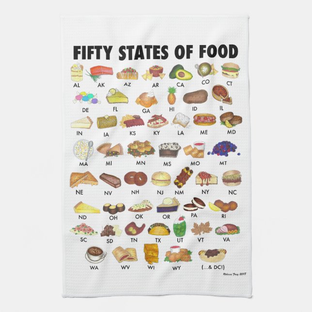 Linge De Cuisine CINQUANTE ÉTATS DE LA NOURRITURE Etats-Unis Amériq (Vertical)