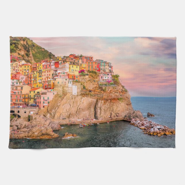Linge De Cuisine Cinque Terre, coucher de soleil (Horizontal)