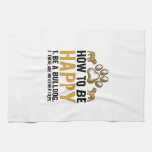 Linge De Cuisine Citation de bouledogue heureux Gravure vintage Amo