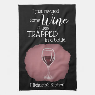 Linge De Cuisine Citation de vin drôle sauvée de la bouteille