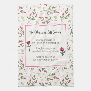 Linge De Cuisine Citation Inspirante Avec Motif Fleur sauvage