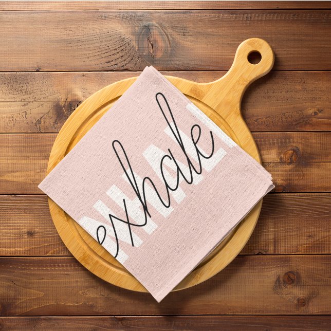 Linge De Cuisine Citation moderne Pastel Pink Inhale Exhale (Créateur téléchargé)