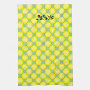 Linge De Cuisine Citron jaune Pois Sage vert Nom personnalisé