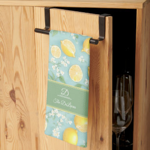 Linge De Cuisine Citrons Aquarelle Monnaie Nom Customisé Citron