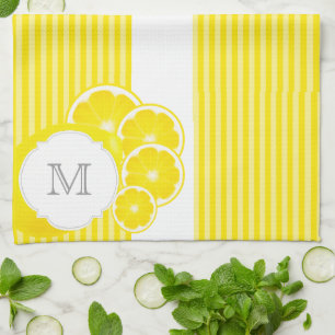 Linge De Cuisine Citrons décorés d'un monogramme pour la limonade