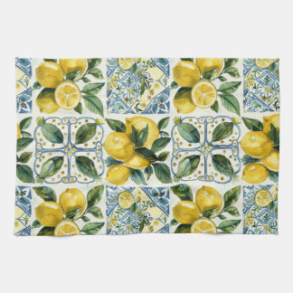Linge De Cuisine Citrons et carreaux italiens La Dolce Vita Motif