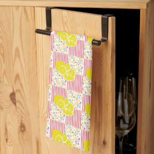 Linge De Cuisine Citrons jaunes Grandes roses Été