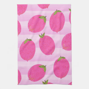 Linge De Cuisine Citrons roses Été Fruit Aquarelle Amusant Clair