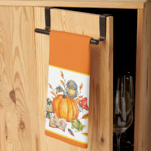 Linge De Cuisine Citrouille d'automne hibou et grenouille