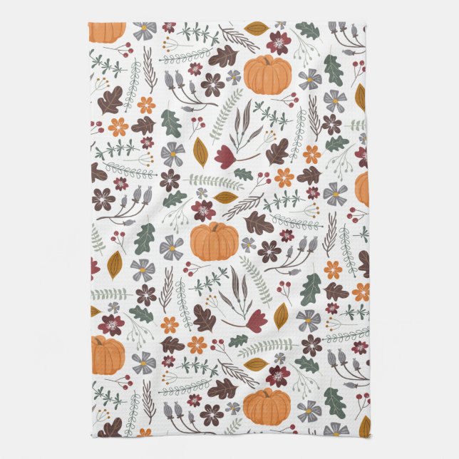 Linge De Cuisine Citrouille d'automne motif graphique contemporain (Vertical)