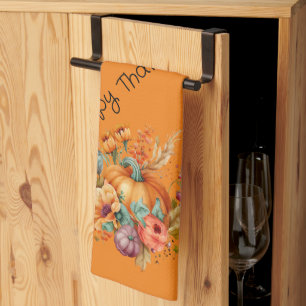 Linge De Cuisine Citrouille de Bon thanksgiving orange et fleurs d'