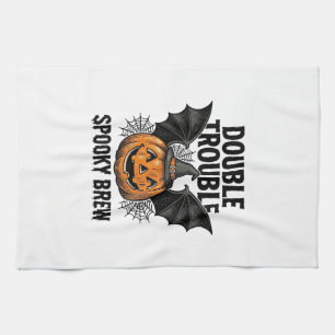 Linge De Cuisine Citrouille d'Halloween Sorcière Double Trouble Vin